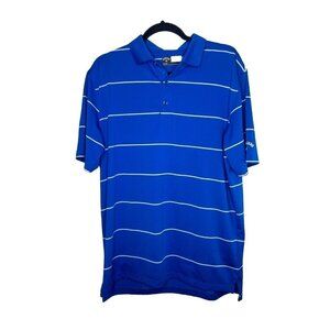 Callaway Polo Shirt Mens Blue White Short Sleeve Logo Opti-Dri Stretch Medium